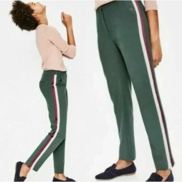 Boden Size Green Bristol Tuxedo Stripe Pants White Red 12R - Picture 2 of 9